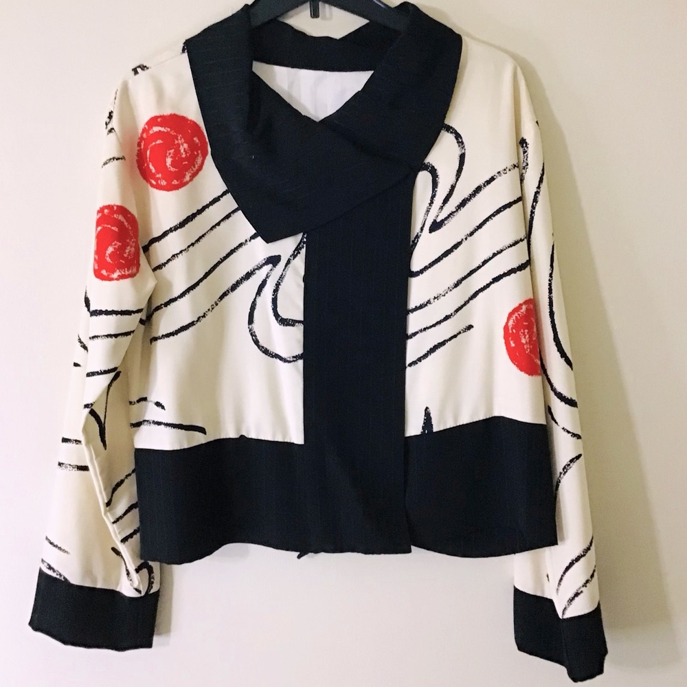 Graphic Print Silk Blend Jacket - Picture 9 of 9